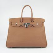 Hermes Original leather 6089A Cow Leather Coffee Handbag