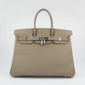 Hermes Original leather 6089A Handbag Cow Leather Grey