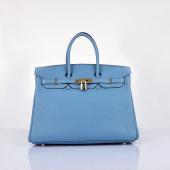 Hermes Original leather 6089A Ladies Handbag Blue