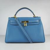 Hermes Kelly 6108 2way Cow Leather Blue HM10419