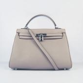 Hermes Kelly 6108 2way Cow Leather Grey Bag