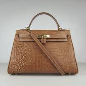 Cheap Hermes Kelly 6108 Crocodile Coffee Replica