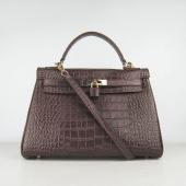 Hermes Kelly 6108 Handbag Crocodile Coffee