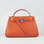 Hermes Kelly 6108 2way Cow Leather Orange Replica