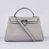 Hermes Kelly 6108 Crocodile Grey Replica