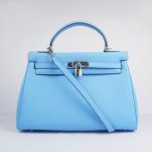 Hermes Original leather 6108 Ladies Lambskin Blue Handbag Replica