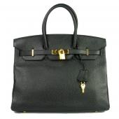 Hermes Birkin 61642 Cow Leather Black