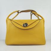 Hermes Lindy 6208 Cross Body Bag Lambskin Yellow