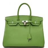 Replica Hermes Birkin 62640 Handbag Cow Leather Green HM03235