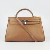 Hermes Kelly 6308 2way Cow Leather Coffee Handbag