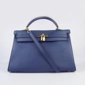 Hermes Kelly 6308 Ladies Cow Leather Blue Handbag