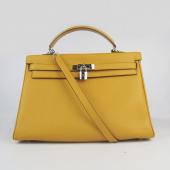 Hermes Kelly 6308 2way Cow Leather Yellow Handbag