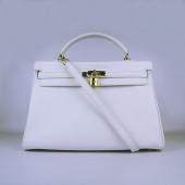 Hermes Kelly 6308 2way Cow Leather White Bag