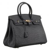 Hermes Birkin 35 Black Ostrich Leather 607482 Replica