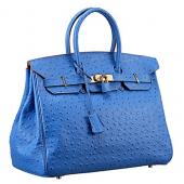 Hermes Birkin 35 Blue Ostrich Leather 607483