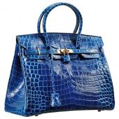 Hermes Birkin 35 Crocodile Leather Blue Brighton 608051