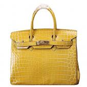 Replica Hermes Birkin 35 Crocodile Yellow 608065