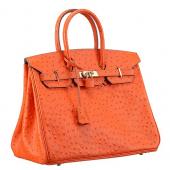 Cheap Hermes Birkin 35 Orange Ostrich Leather 607485