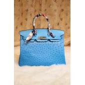 Hermes Birkin Handbag Calfskin Blue