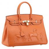 Hermes Birkin Horse Embossed Gold Hardware Tote Orange