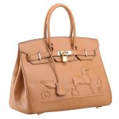 Hermes Birkin Horse Embossed Gold Hardware Tote Tan