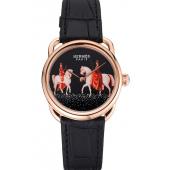 Replica Hermes  Croco Leather Strap Black Dial 801398