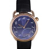 Replica Hermes  Croco Leather Strap Navy Dial 801404