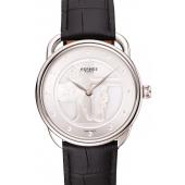 Hermes  Croco Leather Strap Silver Dial 801400