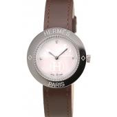 Hermes  MOP Dial Brown Leather Strap Replica