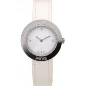 Hermes  MOP Dial White Leather Strap