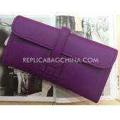 Hermes Clutch Calfskin Purple Handbag