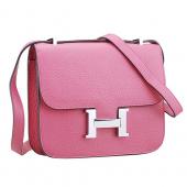 Cheap Hermes Constance Pink with Silver Buckle