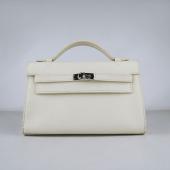 Hermes Clutches H008 Briefcase Lambskin White Bag