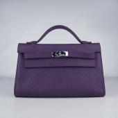 Cheap Hermes Clutches H008 Briefcase Cow Leather Purple Handbag