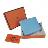 Hermes Wallet H014 Wallet Cow Leather Blue