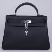 Hermes Kelly H1043 Ladies Cow Leather Black Handbag