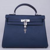 Hermes Kelly H1043 Ladies Cow Leather Blue Bag