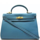 Hermes Original leather H1043 2way Lambskin Blue Bag