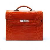 Hermes Briefcases H1053 Unisex Briefcase Orange Handbag