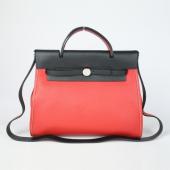 Hermes Original leather H1090 2way Cow Leather Red Handbag