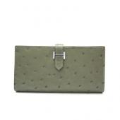 Hermes Wallet H1114 Ostrich Skin Grey