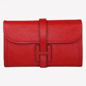 Hermes Wallet H1528 Wallet Cow Leather Red