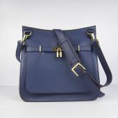 Hermes Jypsiere H6508 Cross Body Bag Cow Leather Blue