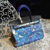 Cheap Hermes Handbag Calfskin Blue