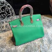 Replica Hermes Handbag Calfskin Green