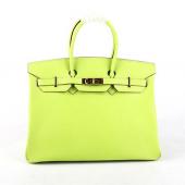 Cheap Hermes Original leather HB30 Ladies Cow Leather Yellow Handbag