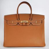 Hermes Original leather HB35 Handbag Cow Leather Coffee