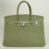 Hermes Original leather HB35 Ladies Cow Leather Green Replica