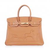 Hermes Original leather HB35 Handbag Lambskin Coffee Replica