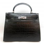 Cheap Hermes Kelly HK32 2way Snake Leather Black Handbag